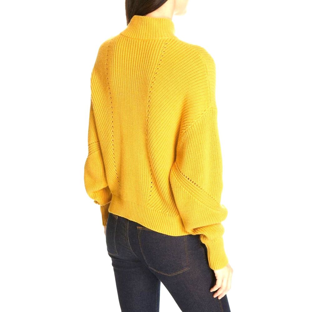 JOIE Lusela Sweater Golden Yellow Sz XS Mock Neck Knit Gold Buttons Pullover - Picture 7 of 11